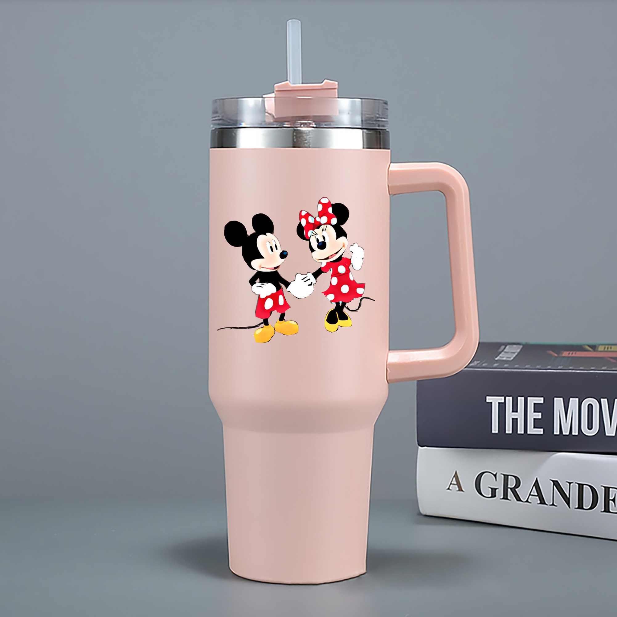 （画像用） ミッキーマウス Mickey Mouse 1200mL車用タンブラー - クリスタルステッカー（プラスチックストロー付き）